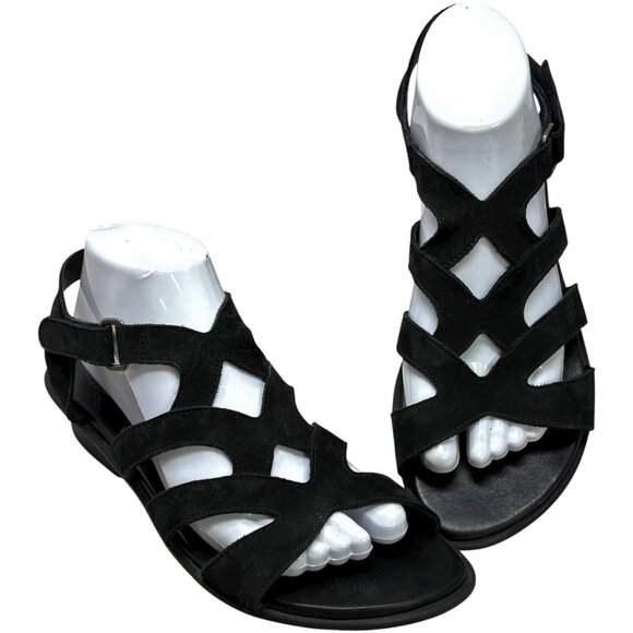 ARCHE LN France Black Nubuck Gladiator Styled Sandals - Picture 1 of 13